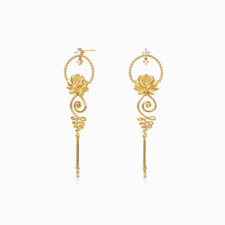 Lotus Unalome Drop Earrings