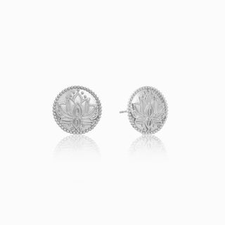 Lotus Beaded Signet Stud Earrings