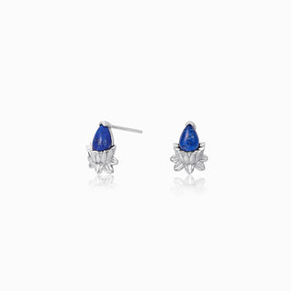 Lotus Lapis Lazuli Stud Earrings