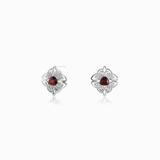 Dara Knot Garnet Stud Earrings