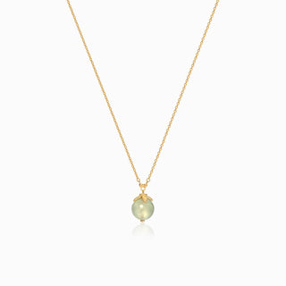 Matt Gold Prehnite Mistletoe Necklace