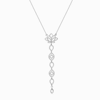 Lotus Pavé Drop Necklace