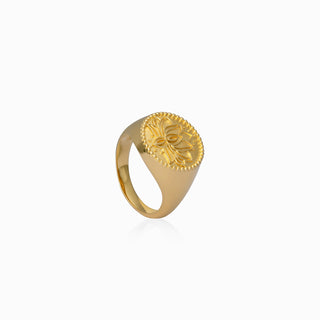 Lotus Beaded Signet Ring