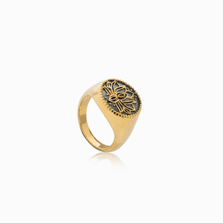 Lotus Beaded Signet Ring